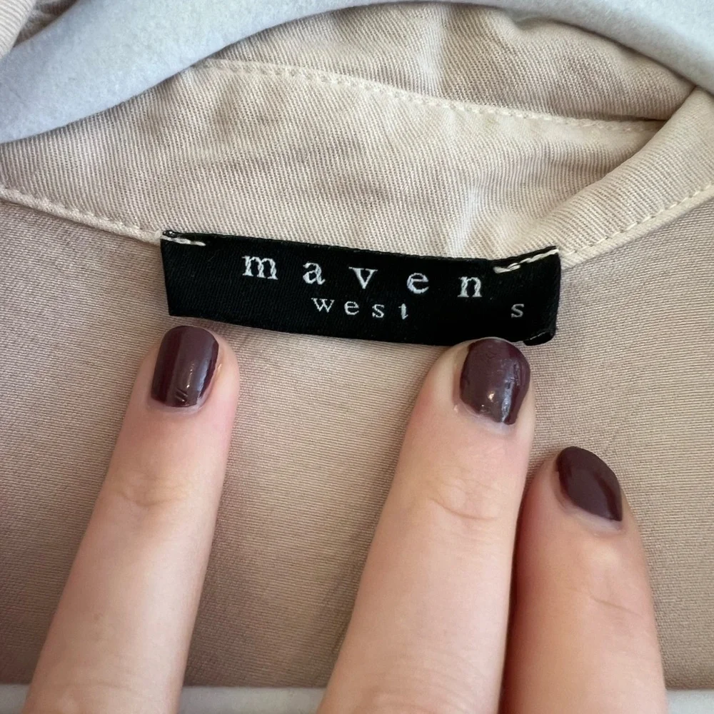 Maven West Cinched Waist Jacket Sand Cream Raw Hem Women’s Small